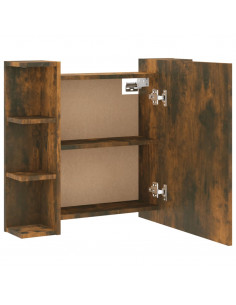 Mobile a Specchio con LED Rovere Fumo 70x16,5x60 cm