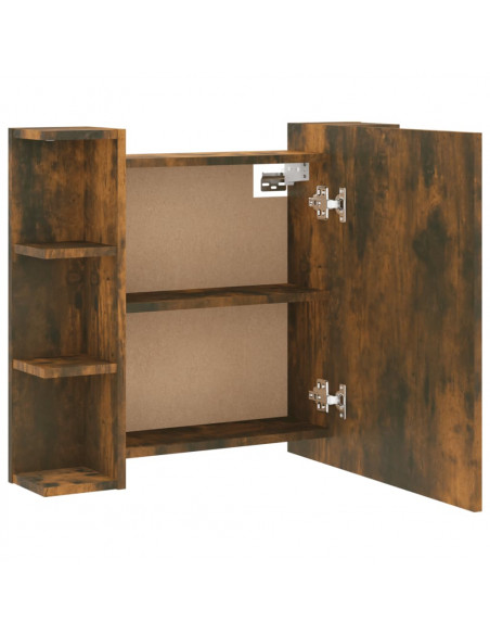 Mobile a Specchio con LED Rovere Fumo 70x16,5x60 cm