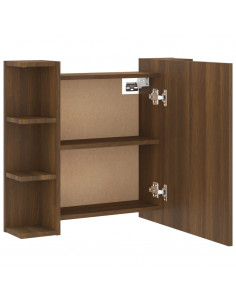 Mobile a Specchio con LED Rovere Marrone 70x16,5x60 cm