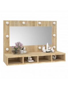 Mobile a Specchio con LED Rovere Sonoma 90x31,5x62 cm