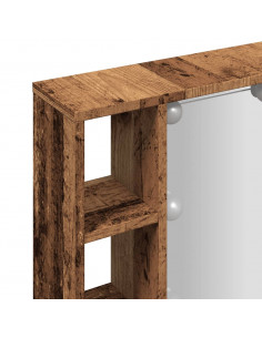 Mobile a Specchio LED Legno Antico 76x15x55 cm Multistrato