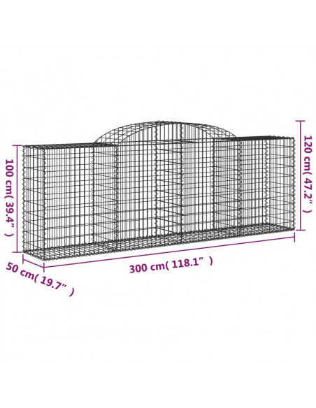 Cesto Gabbione ad Arco 300x50x100/120 cm Ferro Zincato