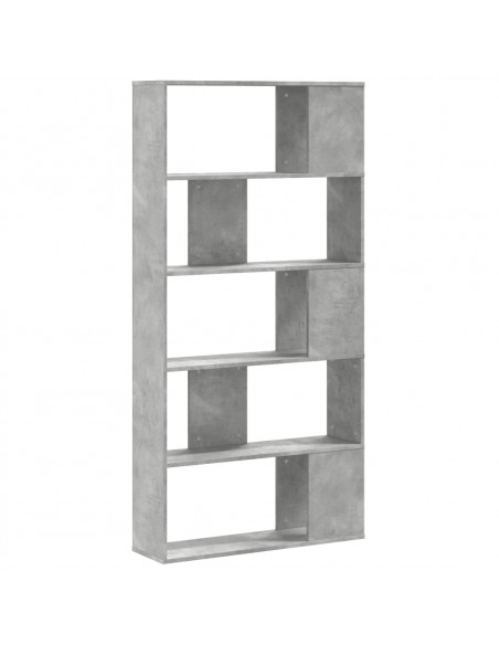 Libreria 5 Ripiani Grigio Cemento 80,5x23,5x162,5cm Multistrato