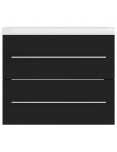 Mobile Bagno con Lavabo Integrato Nero in Truciolato