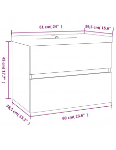 Mobile Bagno con Lavabo Integrato Rovere Fumo Legno Multistrato