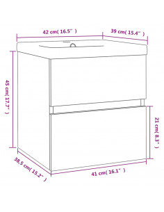 Mobile Bagno con Lavabo Integrato Rovere Fumo Legno Multistrato