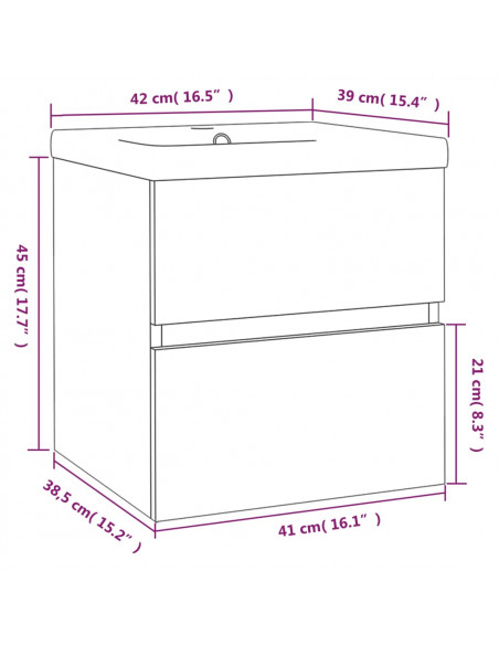 Mobile Bagno con Lavabo Integrato Rovere Fumo Legno Multistrato