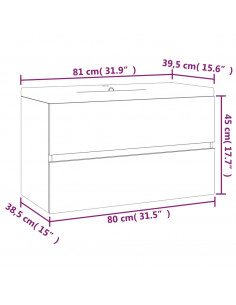 Mobile Bagno con Lavabo Integrato Rovere Fumo Legno Multistrato