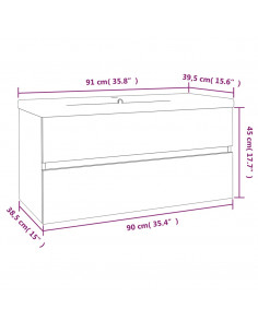 Mobile Bagno con Lavabo Integrato Rovere Fumo Legno Multistrato