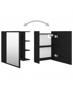 Mobile Bagno con Specchio Nero 62,5x20,5x64cm Legno Multistrato