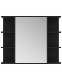 Mobile Bagno con Specchio Nero 80x20,5x64 cm Legno Multistrato