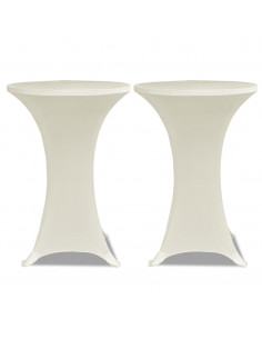 Copritavolo ?70 cm Crema Tessuto elasticizzato 2 pezzi 2