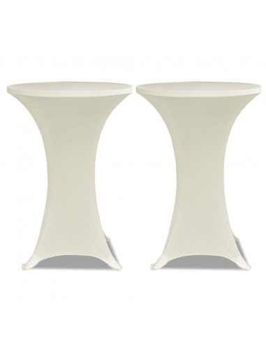 Copritavolo ?70 cm Crema Tessuto elasticizzato 2 pezzi