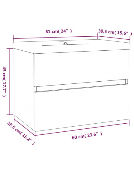 Mobile Bagno e Lavabo Integrato Grigio Sonoma Legno Multistrato