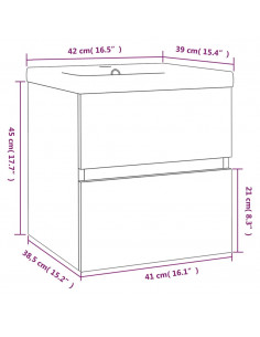 Mobile Bagno e Lavabo Integrato Grigio Sonoma Legno Multistrato