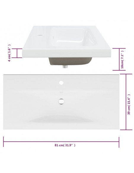 Mobile Bagno Lavabo Integrato Rovere Marrone Legno Multistrato