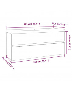 Mobile Bagno Lavabo Integrato Rovere Marrone Legno Multistrato