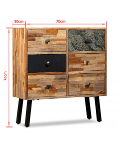 Mobile con 6 Cassetti in Teak Massello di Recupero 70x30x76 cm