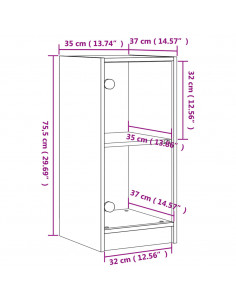 Mobile con Ante in Vetro Bianco 35x37x75,5 cm