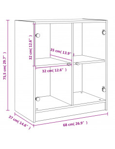 Mobile con Ante in Vetro Bianco 68x37x75,5 cm