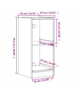 Mobile con Ante in Vetro Grigio Cemento 35x37x75,5 cm