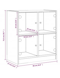 Mobile con Ante in Vetro Grigio Cemento 68x37x75,5 cm
