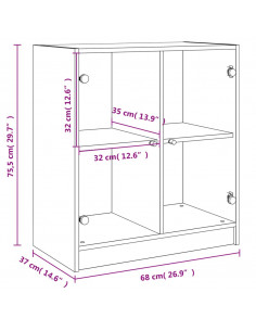 Mobile con Ante in Vetro Grigio Cemento 68x37x75,5 cm