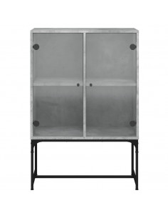 Mobile con Ante in Vetro Grigio Cemento 69x37x100 cm