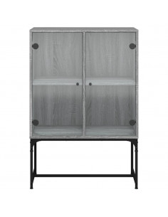 Mobile con Ante in Vetro Grigio Sonoma 69x37x100 cm