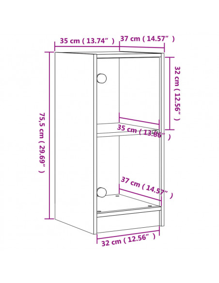 Mobile con Ante in Vetro Rovere Fumo 35x37x75,5 cm