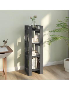 Libreria/Divisorio Grigio 41x35x125 cm Legno Massello di Pino