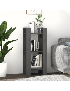 Libreria/Divisorio Grigio 41x35x91 cm in Legno Massello di Pino