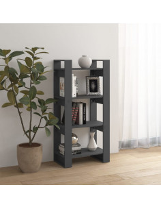 Libreria/Divisorio Grigio 60x35x125 cm Legno Massello