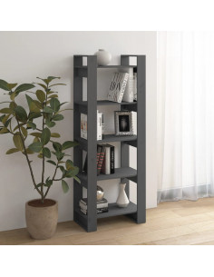 Libreria/Divisorio Grigio 60x35x160 cm Legno Massello
