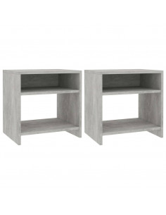 Comodini 2 pz Grigio Cemento 40x30x40 cm in Legno Multistrato 2