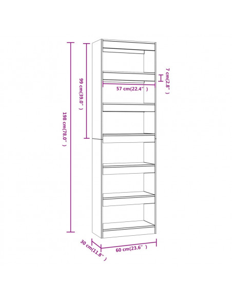 Libreria/Divisorio Grigio Cemento 60x30x198 cm