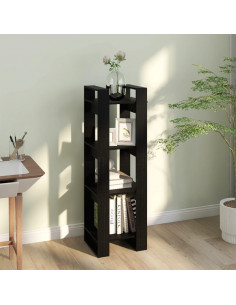 Libreria/Divisorio Nero 41x35x125 cm in Legno Massello di Pino