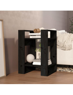Libreria/Divisorio Nero 41x35x57 cm in Legno Massello di Pino