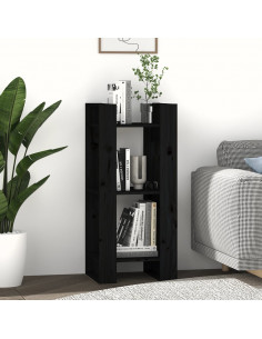 Libreria/Divisorio Nero 41x35x91 cm in Legno Massello di Pino