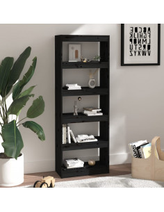 Libreria/Divisorio Nero 60x30x167,5 cm in Massello di Pino