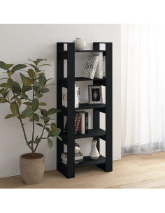 Libreria/Divisorio Nero 60x35x160 cm Legno Massello