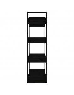 Libreria/Divisorio Nero 80x35x125 cm in Legno Massello di Pino