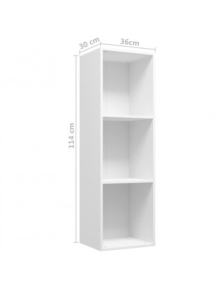 Libreria/Mobile TV Bianco 36x30x114 cm in Legno Multistrato