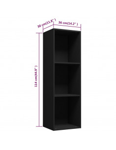 Libreria/Mobile TV Nero 36x30x114 cm in Legno Multistrato