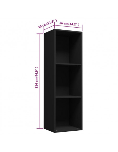 Libreria/Mobile TV Nero 36x30x114 cm in Legno Multistrato