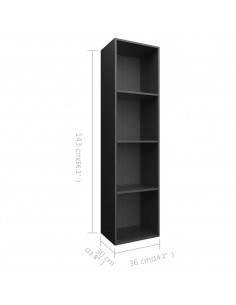 Libreria/Mobile TV Nero 36x30x143 cm in Legno Multistrato