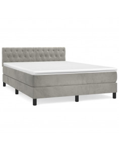 Giroletto a Molle con Materasso Grigio Chiaro 140x190cm Velluto 2