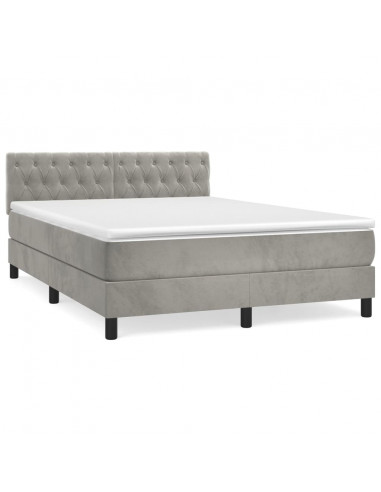 Giroletto a Molle con Materasso Grigio Chiaro 140x190cm Velluto