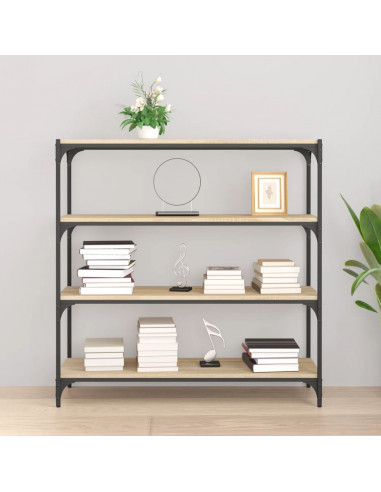 Libreria Rovere Sonoma 100x33x100cm Legno Multistrato e Acciaio