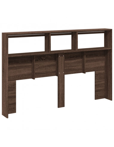 Testiera con Contenitore a LED Rovere Marrone 160x17x102 cm